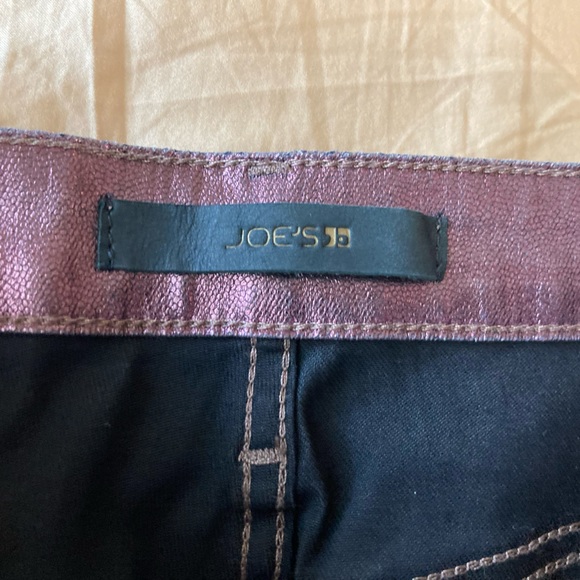 Joe's Jeans Mid Rise Skinny Stretch Rasberry Leather Coated Metallic Skinny Jean - Picture 7 of 16